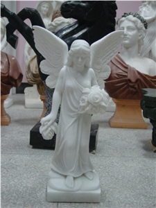 Cherub Marble Statue Grave Decorative Sculpture Angel