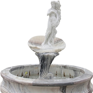 Decorative Luxury White Marble Water Fountain With Statues