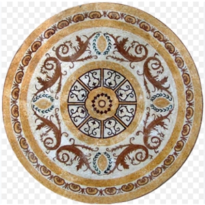 Home Lobby Inlay Marble Waterjet Medallion Pattern Floor