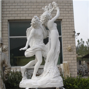 Hot Sale Famous Apollo And Daphne White Marble Garden Statue