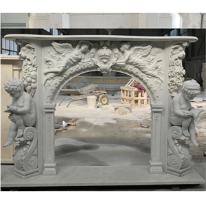 Modern European Style Roman Columns On The Marble Fireplace