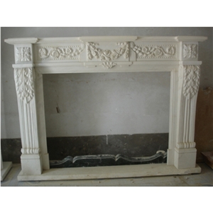 Natural White Marble Fireplace