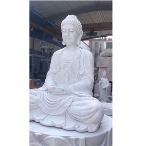Outdoor Garden Carving Stone White Marble Sitting Buddha
