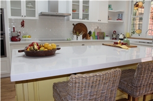 White Polaris Marble Kitchen Countertop