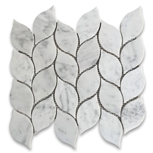 Leaf Shape Water Jet Cut Marble Mosaic Tiles