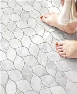 Leaf Shape Water Jet Marble Mosaic Tiles