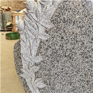 China Jilin White Granite Flower Headstones