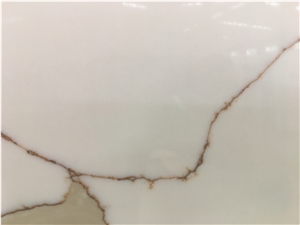 Artificial Stone Calacatta White Quartz Slab With Grey Veins