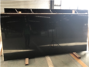 Factory Price Black Quartz Slab With Particle And Mirror