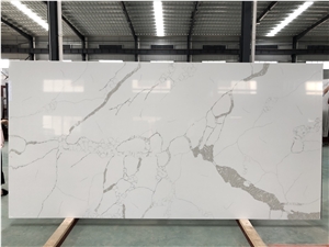 High Quality White Quartz Slabs With Marble Textures