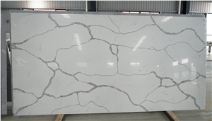White Quartz Slab With Marble Veins With Favolable Price