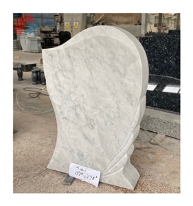 Carrara White Marble Cemetery Headstone Polished Monument