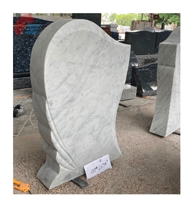 Carrara White Marble Cemetery Headstone Polished Monument