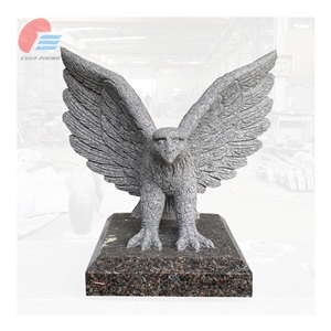 Dakota Mahogany Granite Eagle Carving Statue Headstone