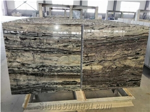 Da Vinci Brown Wood Grain Marble Slabs For Floor