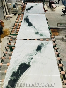 Panda White Marble Bookmatch Slabs Tiles Factory Stock