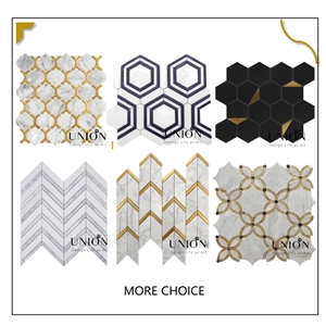 UNION DECO 3D White Marble Beveled Polished Tile Stone Mosaic Square