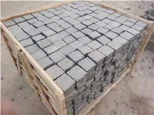 Sd G654 Black Granite Cube Stone Cobbles For Paving