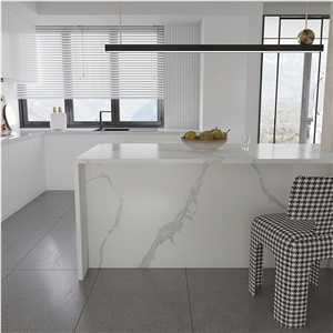 DXQ8025 Carrara White Quartz Stone For Kitchen