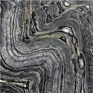 Silver Brown Wave Marble Bookmatched Slabs For Home Design