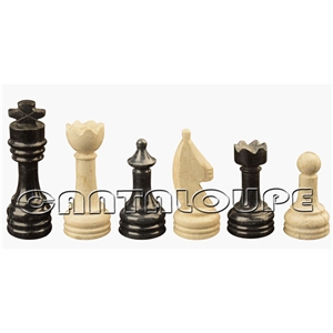 Natural Stone Black & Botticino Marble Chess Set