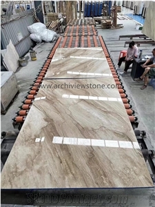 Bookmatched Cupertino Beige Marble Daino Reale Marble Slabs