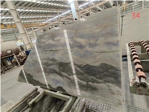 Brazil Admiral Blue Quartzite Big Size Slabs For Living Room