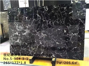 Century Black Ice Flower Marble For Project Floor Tile Room