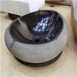 China Black Granite Basin Round Bathroom Sink