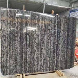 China Black Illusion Marble Matrix Grey Ink Jade Slab Tile