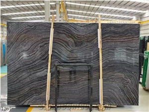 China Black Wooden Marble Standard Size Slab 1.8Cm Polished
