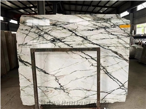 China Clivia Marble White With Green Vein Slab Tile Polished
