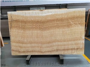 China Honey Onyx Slab Wall Floor Tiles Bookmatched Polished