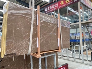China Kozo Brown Marble Standard Size Slabs For Interior Use