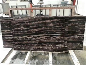China Purple Wooden Marble Small Slabs Polished For Interior