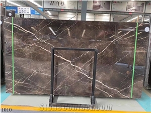 Chinese Brown Gold Marble Big Size Polished Slabs 1.8Cm