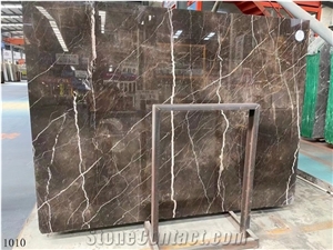 Chinese Brown Gold Marble Big Size Polished Slabs 1.8Cm