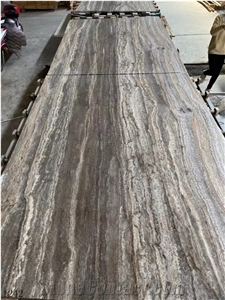 Titanium Silver Travertine Takab Ash Grey Slab In China