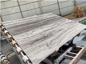 Titanium Silver Travertine Takab Ash Grey Slab In China