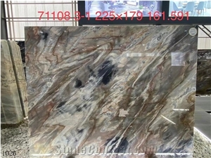 Yellow Blue Yinxun Palissandro Marble Bookmatched Slab