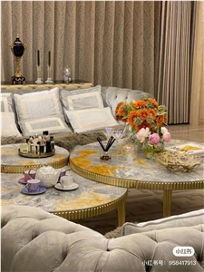 Gold Blue Jade Onyx For Living Room Table Design