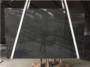 High Quality With Veins Black Wood Marble Slabs