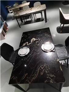 Luxury Cosmic Black With Gold Veins Granite Countertops