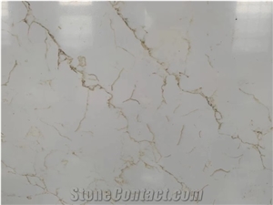 China Artificial Carrara Gold Quartz Stone Slab