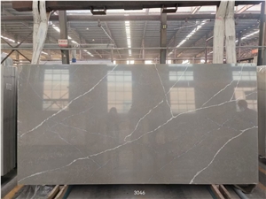 Chinese Grey Background Marble Looking Quartz Slab
