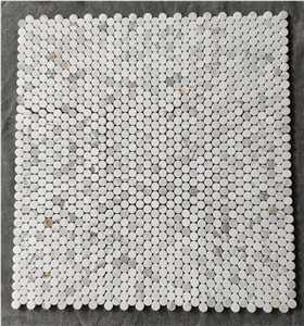 Bianco Carrara Hexagon 3" Bathroom Mosaic Wall Tile Design