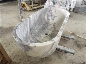 Freestanding Marble Bath Tubs Wooden White Oval Bathtub