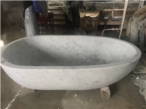 Freestanding Marble Bath Tubs Wooden White Oval Bathtub
