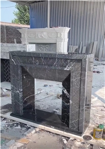 Marble Fireplace Mantel  Nero Marquina Indoor Fireplace