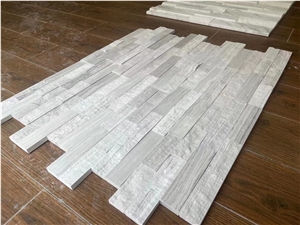 Marble Ledger Panels White Wood Marble Stacked Stone Veneer